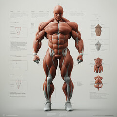 Wall Mural - Visualization of muscle hypertrophy after weight training