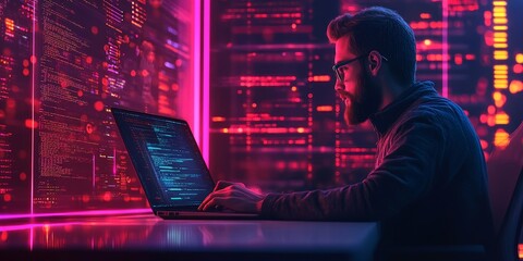 Wall Mural - data science, digital technology, ai artificial intelligence. computer programmer, software engineer
