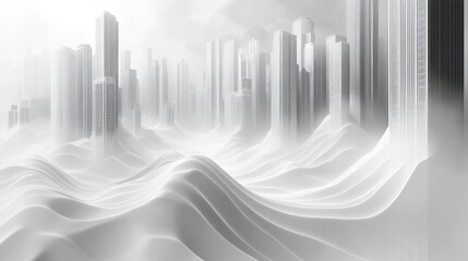 Sticker - Cityscape Emerging From White Dunes