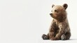 © MAMAT - Adorable Baby Bear Cub Sitting on White Background.