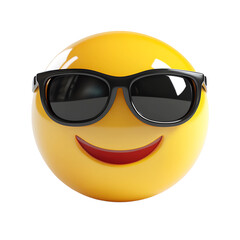 Smiling face with sunglasses three-dimensional emoji,3d cheerful glasses emoji isolated on transparent background, Happy sun emoji,png,3d smiling face emoji with expression sun glasses on, transparent