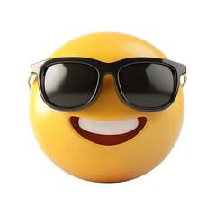 Wall Mural - Smiling face with sunglasses three-dimensional emoji,3d cheerful glasses emoji isolated on transparent background, Happy sun emoji,png,3d smiling face emoji with expression sun glasses on, transparent