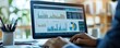 © Visual Odyssey - Data analysis for business success. Intelligence and business analytics. Businessman analyzing sale report with key performance indicators (KPI) dashboard, Customer data, Generative AI