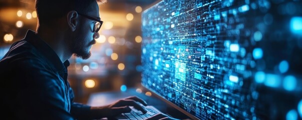 Wall Mural - digital technology, internet network connection, big data, digital marketing iot internet of things 