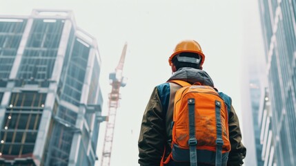 Wall Mural - A construction worker wearing a yellow helmet