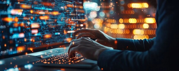 Wall Mural - digital technology, internet network connection, big data, digital marketing iot internet of things 