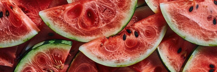 Wall Mural - Close-up view of fresh watermelon slices