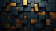 © seanzheng - generated illustration of black and gold cubic abstract background. Modern geometric surface pattern