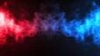 © MUdaylah - Red and blue smoke clouds on black transparent background with neon glow effect for sport versus concept. with generative ai