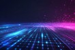 © wanna - Abstract background with glowing blue and purple grid lines on a dark black background.
