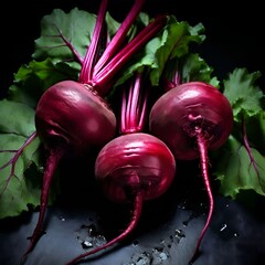 Wall Mural - beetroot isolated on black background