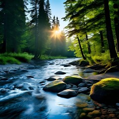 Canvas Print - stream in the forest