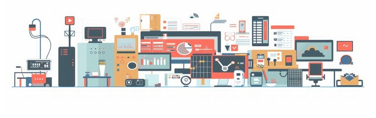 data analytics and technology network illustration