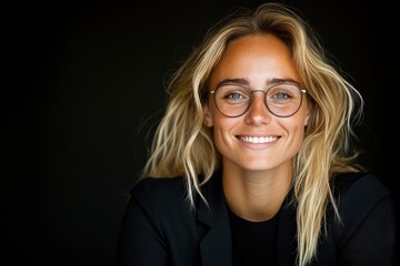 Smiling Businesswoman At Work In The Office, Confident And Engaged