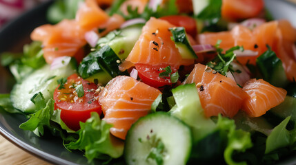 Poster - salad with salmon and avocado