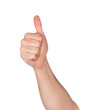© ImageFlow - A thumbs up gesture shown by a human hand, isolated against a white background. Represents approval, agreement, or positivity