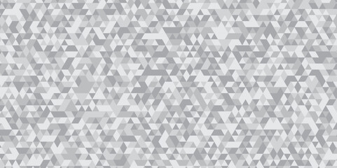 Wall Mural - Abstract geometric white and gray background seamless mosaic and low polygon triangle texture wallpaper. Triangle shape retro wall grid pattern geometric ornament tile vector square element.