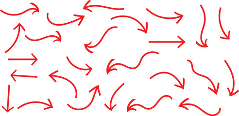 Wall Mural - set of different red curve arrow vector graphics.