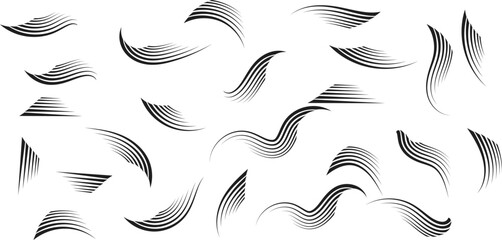 Poster - set of different scroll line wave art vector graphics.