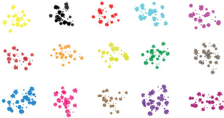 Wall Mural - set of different color ink splatter brush art vector graphics.