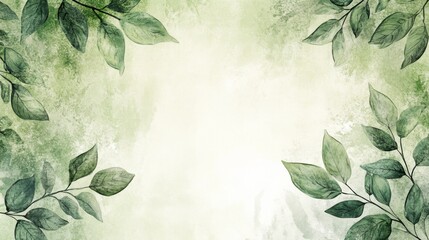 Soft green botanical background with leaves, nature-inspired design
