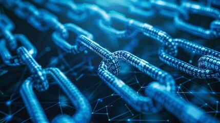 Abstract Digital Chain with Binary Code - Cybersecurity Concept