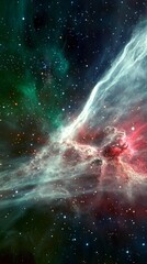Wall Mural - amazing nebula in space, with a green and red, gradient, cinematic, dramatic, cinematic, reminiscent