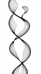 Wall Mural - single, vertical dna helix with a simple line art design on a white, spiraling helix is drawn in bla