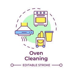 Sticker - Oven cleaning multi color concept icon. Air quality, cleanliness. Kitchen appliance cleanup. Round shape line illustration. Abstract idea. Graphic design. Easy to use in infographic, presentation