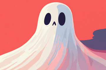 Canvas Print - Ghost portrait, modern simple flat design illustration