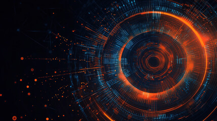 Wall Mural - abstract futuristic background with digital technology elements and circles. digital network connect