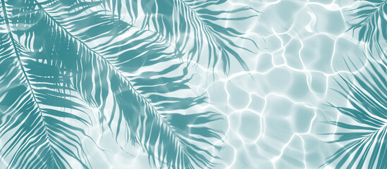 Canvas Print - Shadows of palm leaves on tranquil water with gentle ripples on a sunny day, cut out