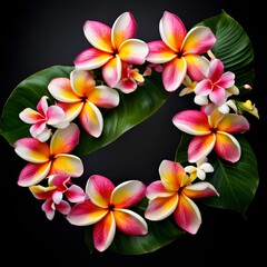 Wall Mural - frangipani flower on black background