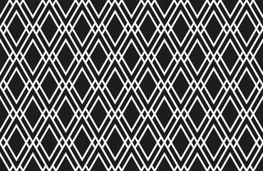 Canvas Print - Abstract Seamless Geometric Diamonds Black and White Pattern.