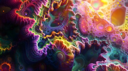 Wall Mural - 9. A vibrant explosion of fractal patterns and bright gradients creating a sense of depth and movement