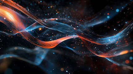 Wall Mural - 20. twisting, translucent ribbons of color floating through a deep, dark space