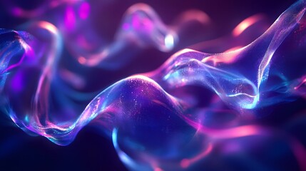 Wall Mural - 21. a mesmerizing dance of holographic shapes and shifting gradients in a dark environment