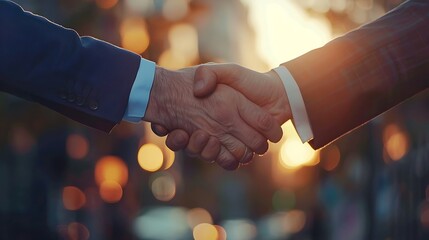 successful negotiate, hand shake ,two businessman shake hand with partner to celebration partnership and business deal concept