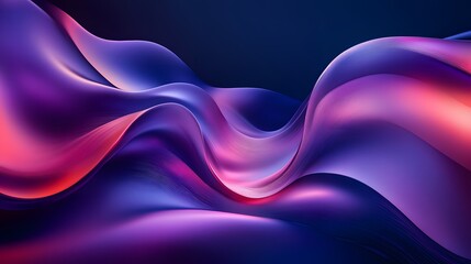 Wall Mural - 27. abstract 3d waves with smooth gradients and subtle highlights against a dark background