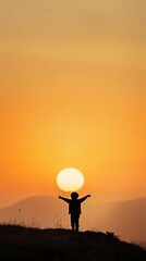 Poster - silhouette of a person at sunset 