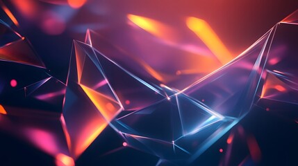 Wall Mural - 56. abstract geometric forms with glowing edges and translucent textures against a dark background