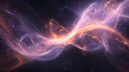 Wall Mural - 65. Abstract ribbons of light intertwining in a dark, cosmic space with a sense of fluid motion