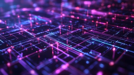 Wall Mural - 73. an intricate network of glowing, interconnected lines and shapes with a high-tech, neon aestheti