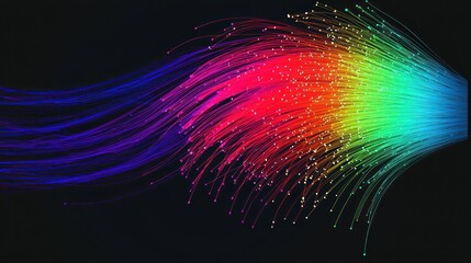 Poster - Multi-colored fiber optic strands creating rainbow effect