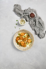 Canvas Print - Delicious Shrimp Cha-Han Fried Rice on Neutral Background – Modern Food Photography