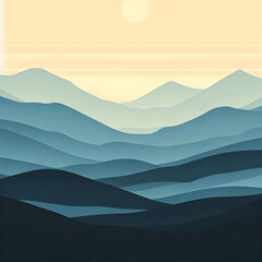 Wall Mural - minimalist landscape featuring rolling hills