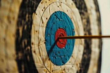 Wall Mural - A close-up shot of a target with an arrow embedded in it, suitable for use in hunting or archery-related contexts