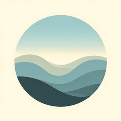 Wall Mural - minimalist landscape featuring rolling hills