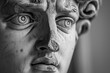 © Fotograf - A close-up view of a statue depicting a human male face, suitable for use in art-related projects or as a symbol