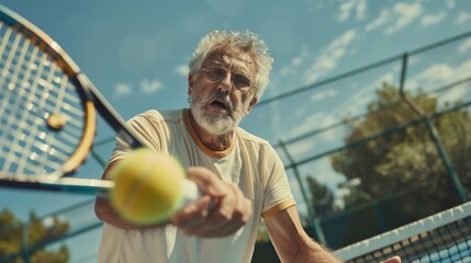 Sticker - A person preparing for a game of tennis, holding a racket and ball